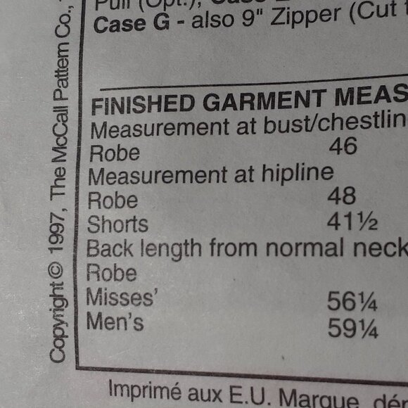 McCalls Pattern 9137 Unisex Womens Mens Robe Shorts Accessories Z UNCUT XLG  XXL - Picture 6 of 9